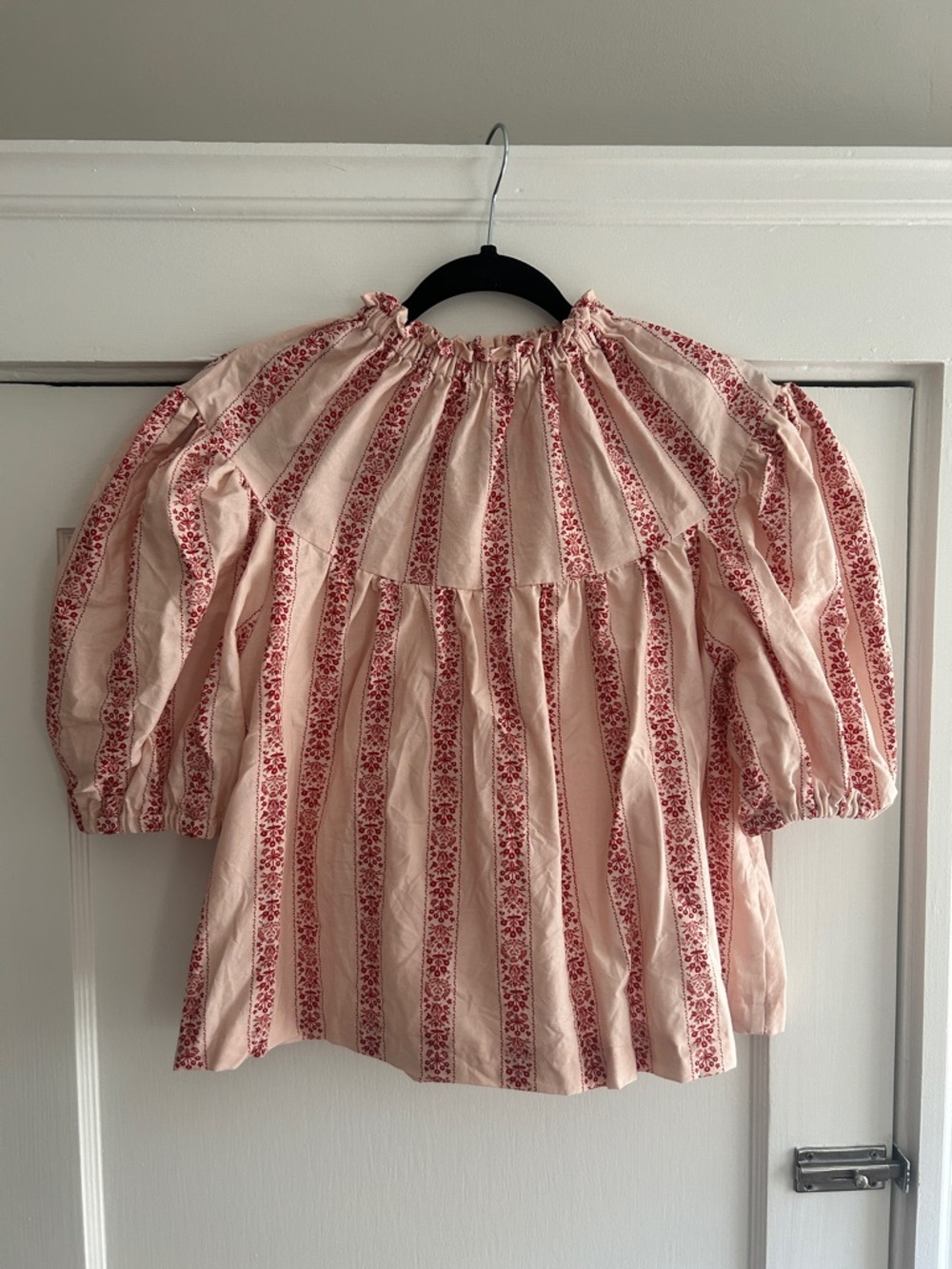Women's Pink Striped Peasant Victorian Blouse